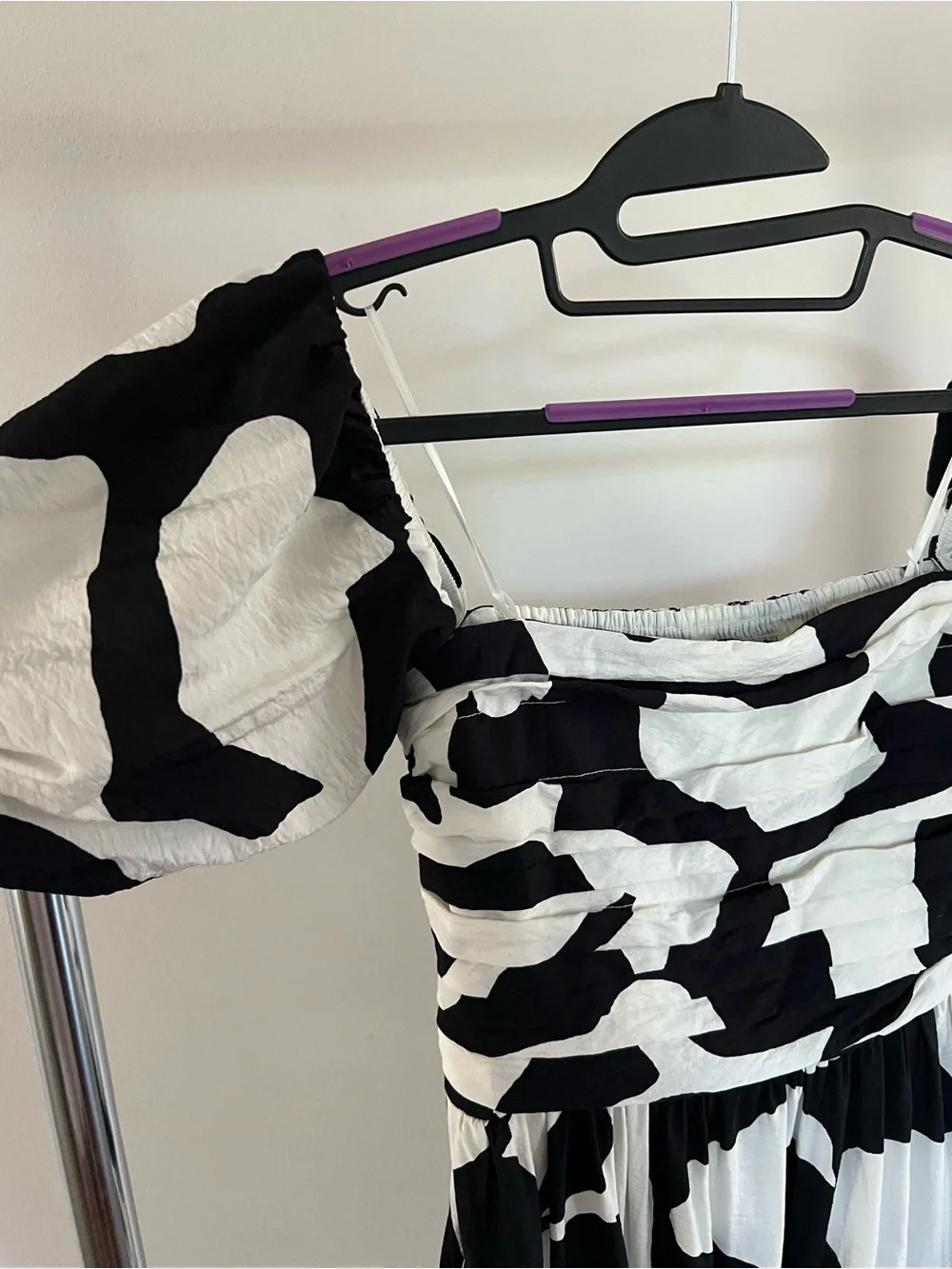 A&F Emerson Midi Dress in Black and White Abstract Size S Tall